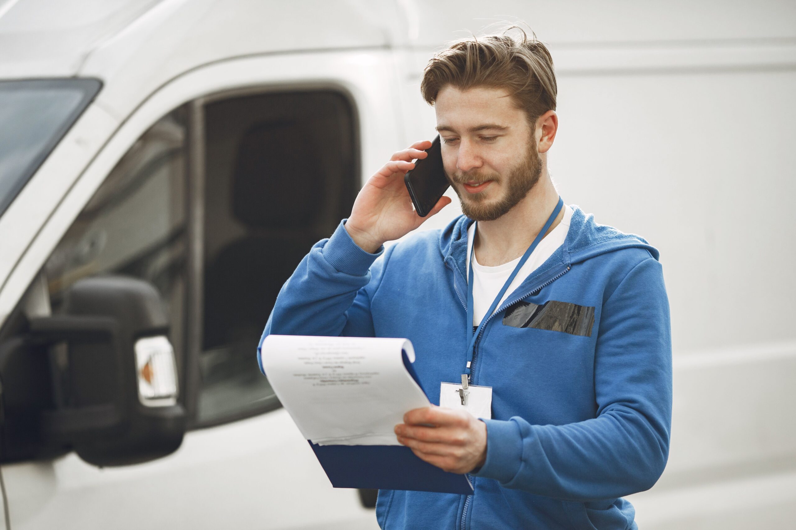 Mover checking paperwork